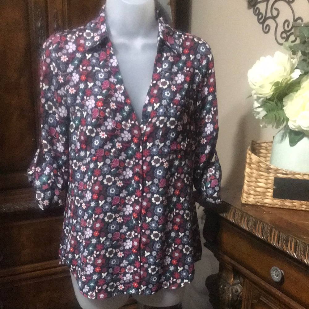 Express  Portofino  rolled sleeves floral shirt